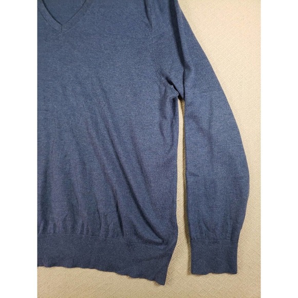 Banana Republic‎ Sweater Mens XL Blue Knit Grandpacore V Neck Luxury Silk Blend - Picture 3 of 10